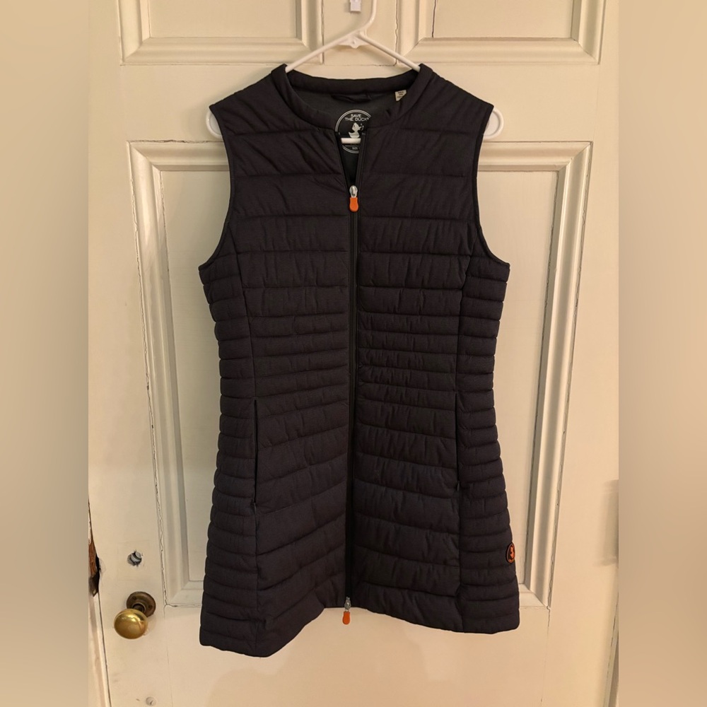 Save the duck sleevelesss long puffy vest. Size 1